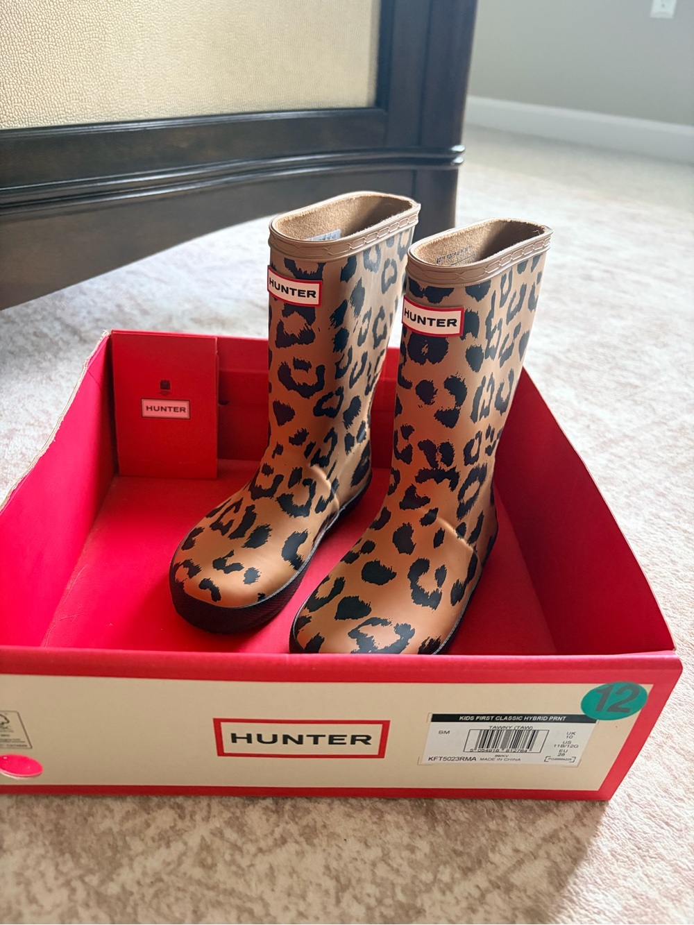Hunter Kids Leopard Print Rain Boots - Brown/Black